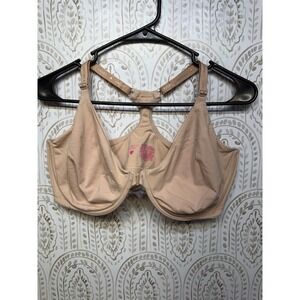 Victorias Secret Tan Cotton Racerback Front Close Underwire Bra 40DD Nude Logo